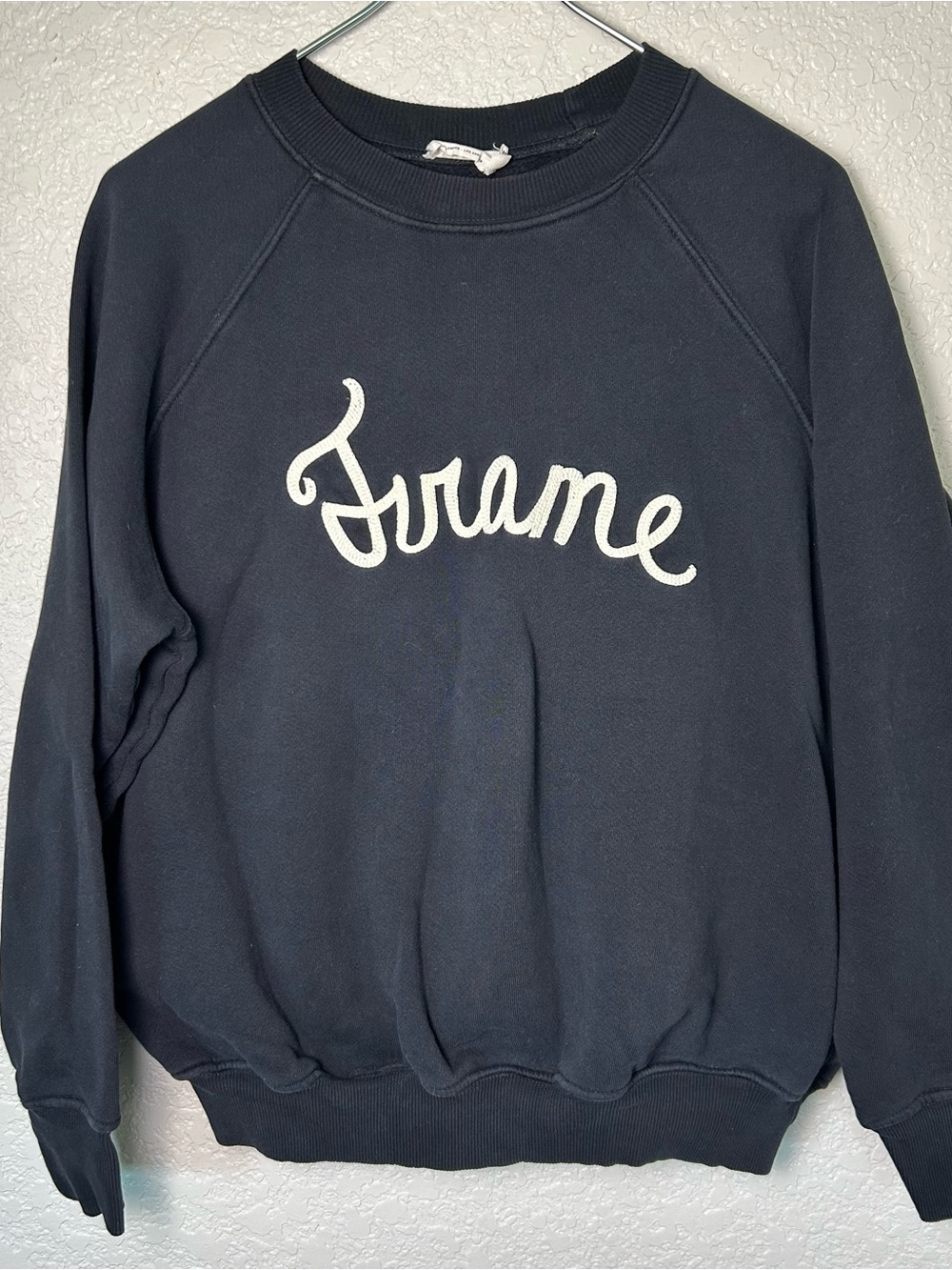 Frame Denim Noir Script Embroidered Logo Crewneck Sweatshirt
